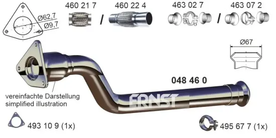 Abgasrohr ERNST 048460 Bild Abgasrohr ERNST 048460