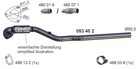 Abgasrohr ERNST 053402 Bild Abgasrohr ERNST 053402