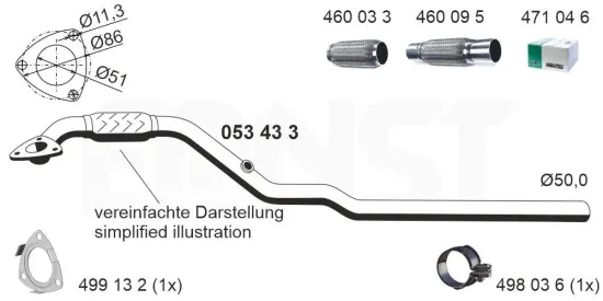 Abgasrohr ERNST 053433 Bild Abgasrohr ERNST 053433