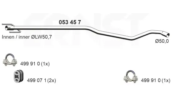 Abgasrohr Mitte ERNST 053457 Bild Abgasrohr Mitte ERNST 053457