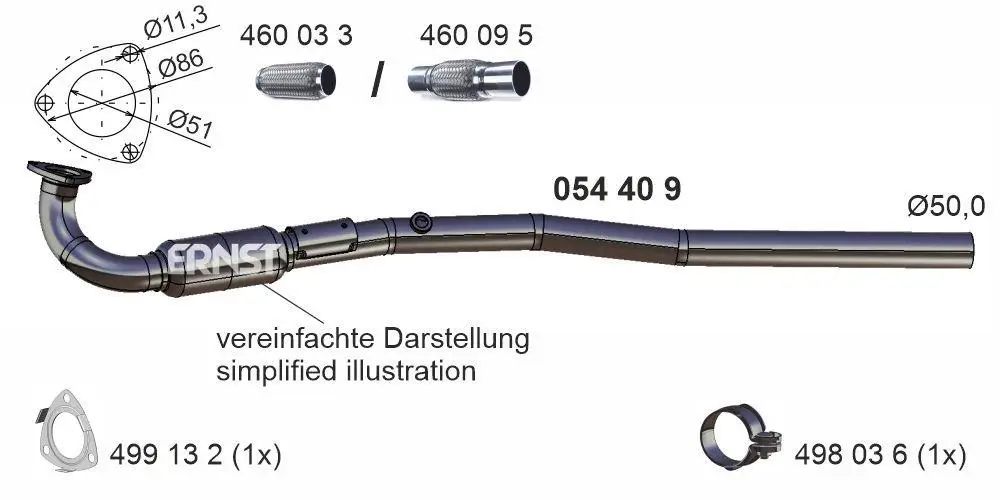 Abgasrohr vorne ERNST 054409