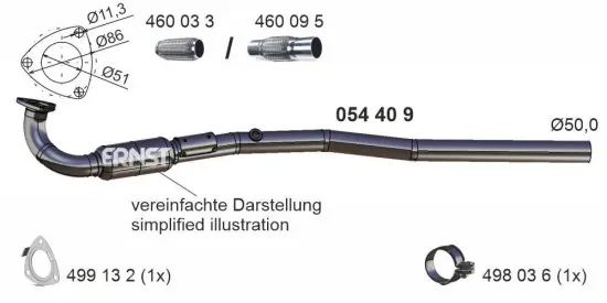 Abgasrohr vorne ERNST 054409 Bild Abgasrohr vorne ERNST 054409