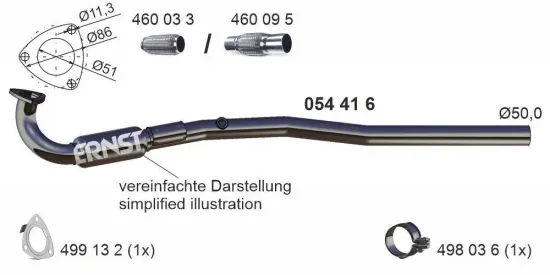 Abgasrohr vorne ERNST 054416 Bild Abgasrohr vorne ERNST 054416