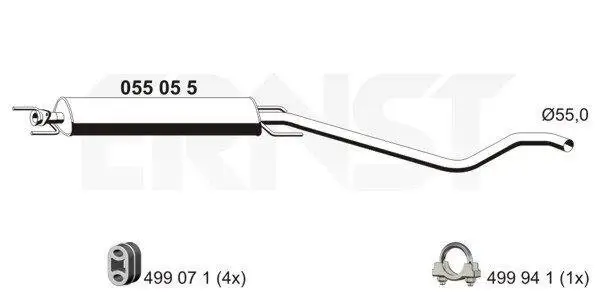 Mittelschalldämpfer ERNST 055055
