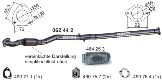 Abgasrohr vorne ERNST 062442 Bild Abgasrohr vorne ERNST 062442