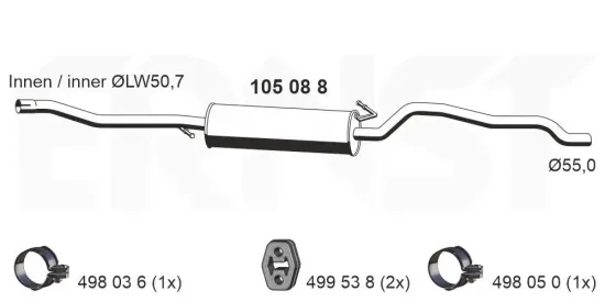 Mittelschalldämpfer ERNST 105088 Bild Mittelschalldämpfer ERNST 105088