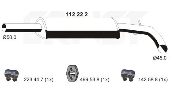 Mittelschalldämpfer ERNST 112222