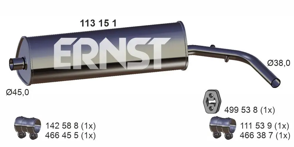 Mittelschalldämpfer ERNST 113151