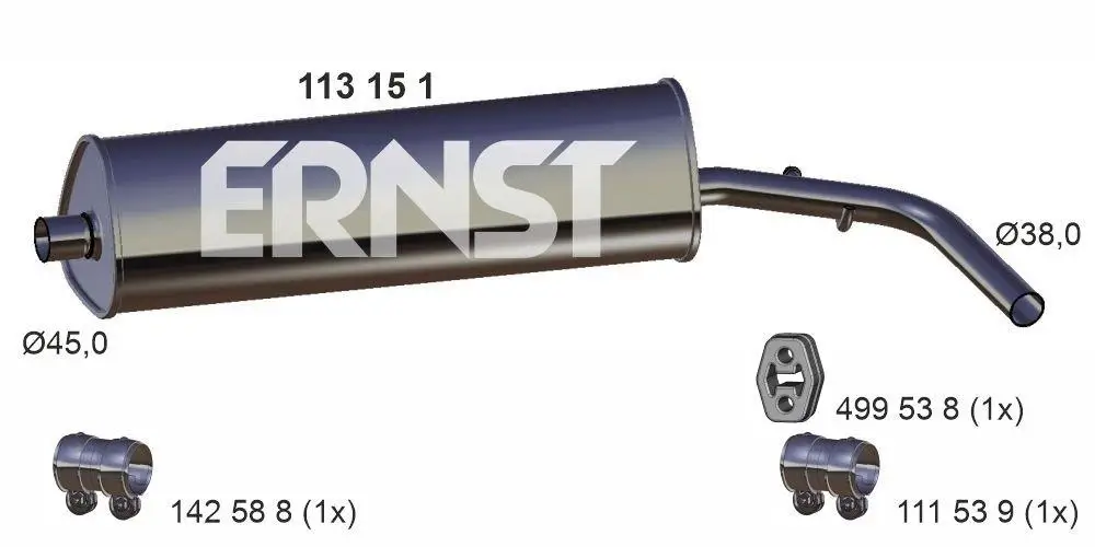 Mittelschalldämpfer ERNST 113151