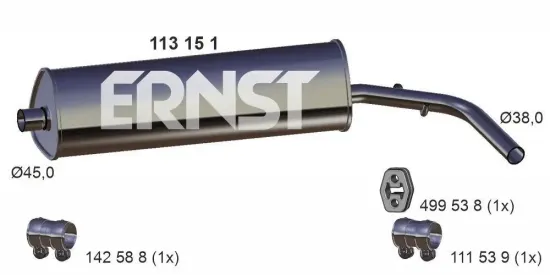 Mittelschalldämpfer ERNST 113151 Bild Mittelschalldämpfer ERNST 113151