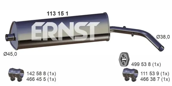 Mittelschalldämpfer ERNST 113151 Bild Mittelschalldämpfer ERNST 113151