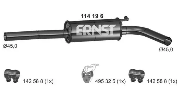 Mittelschalldämpfer ERNST 114196