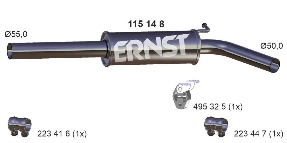 Mittelschalldämpfer ERNST 115148