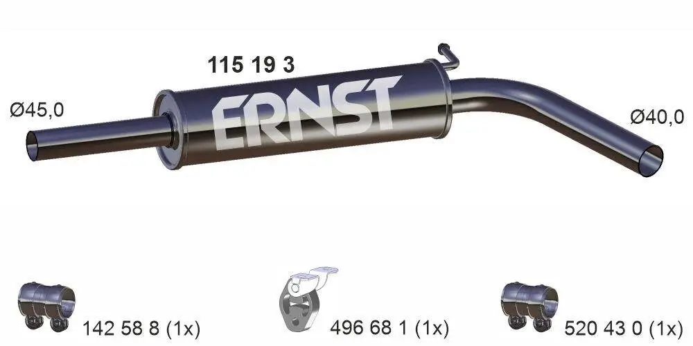 Mittelschalldämpfer ERNST 115193