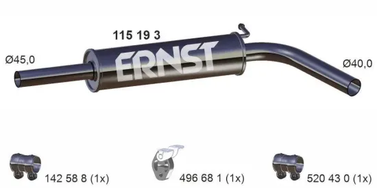 Mittelschalldämpfer ERNST 115193 Bild Mittelschalldämpfer ERNST 115193