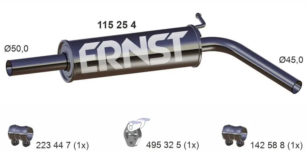 Mittelschalldämpfer ERNST 115254