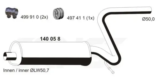 Mittelschalldämpfer ERNST 140058 Bild Mittelschalldämpfer ERNST 140058