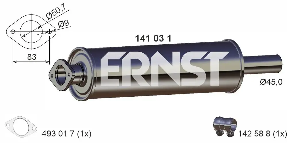 Mittelschalldämpfer ERNST 141031