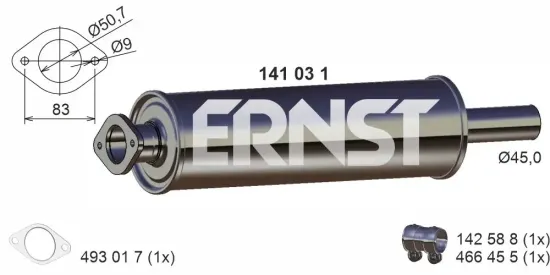 Mittelschalldämpfer ERNST 141031 Bild Mittelschalldämpfer ERNST 141031