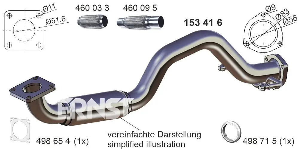 Abgasrohr vorne ERNST 153416