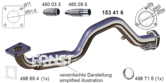 Abgasrohr vorne ERNST 153416 Bild Abgasrohr vorne ERNST 153416