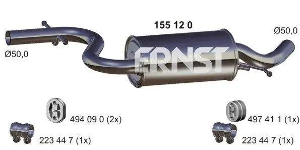 Mittelschalldämpfer ERNST 155120