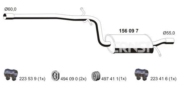 Mittelschalldämpfer ERNST 156097
