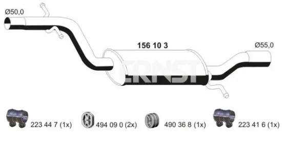 Mittelschalldämpfer ERNST 156103 Bild Mittelschalldämpfer ERNST 156103
