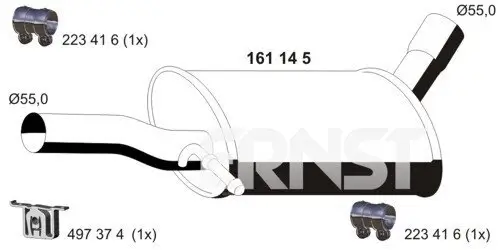 Mittelschalldämpfer ERNST 161145