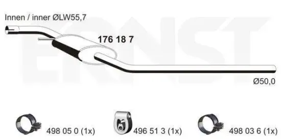 Mittelschalldämpfer ERNST 176187 Bild Mittelschalldämpfer ERNST 176187