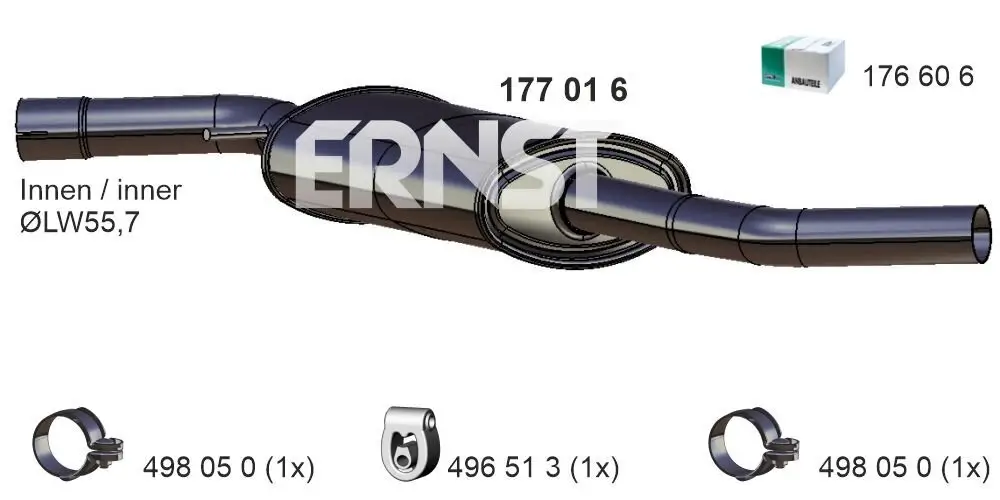 Mittelschalldämpfer ERNST 177016