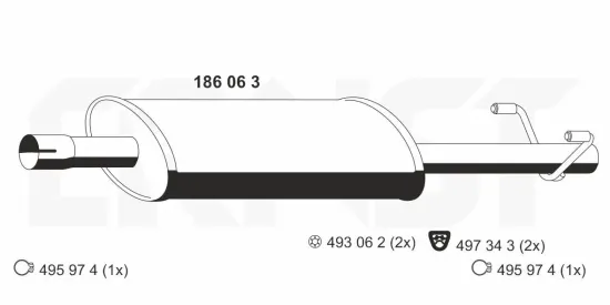 Mittelschalldämpfer ERNST 186063 Bild Mittelschalldämpfer ERNST 186063