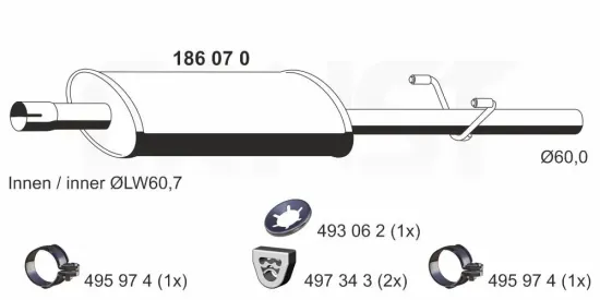 Mittelschalldämpfer ERNST 186070 Bild Mittelschalldämpfer ERNST 186070