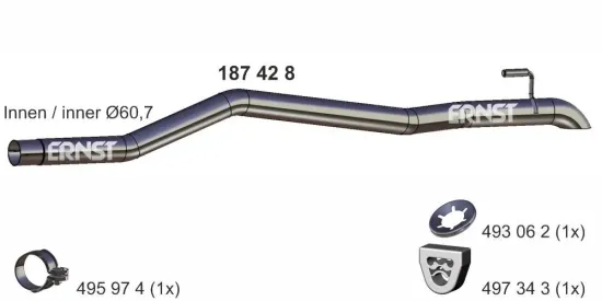 Abgasrohr hinten ERNST 187428 Bild Abgasrohr hinten ERNST 187428