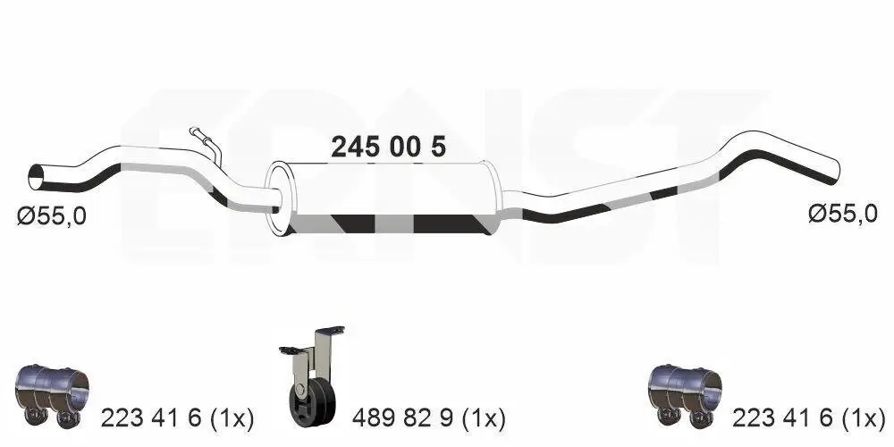 Mittelschalldämpfer ERNST 245005