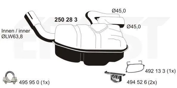 Endschalldämpfer links ERNST 250283
