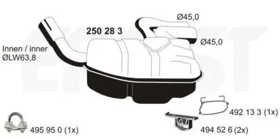 Endschalldämpfer links ERNST 250283 Bild Endschalldämpfer links ERNST 250283
