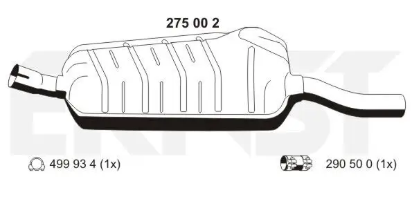 Mittelschalldämpfer ERNST 275002