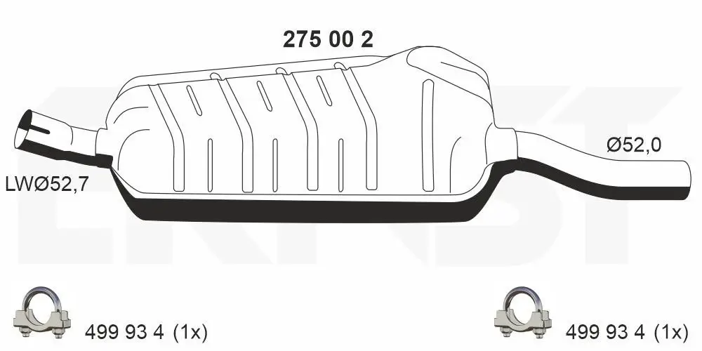 Mittelschalldämpfer ERNST 275002