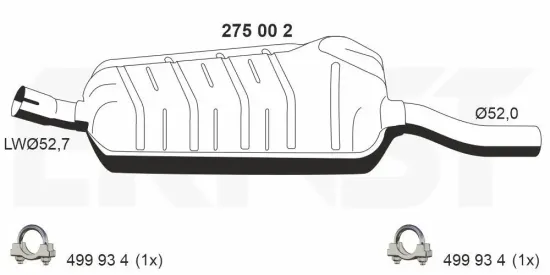 Mittelschalldämpfer ERNST 275002 Bild Mittelschalldämpfer ERNST 275002