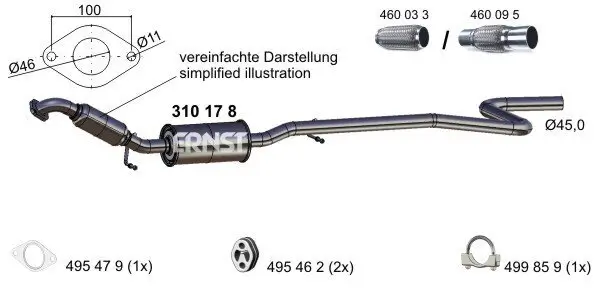 Mittelschalldämpfer ERNST 310178