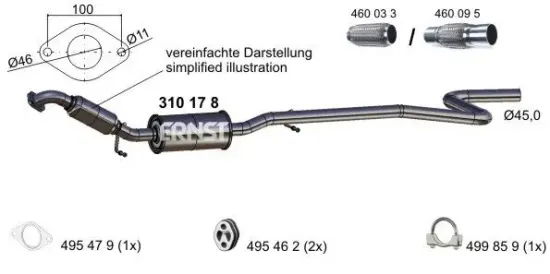 Mittelschalldämpfer ERNST 310178 Bild Mittelschalldämpfer ERNST 310178