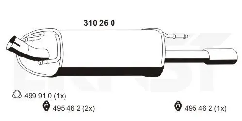 Endschalldämpfer hinten ERNST 310260