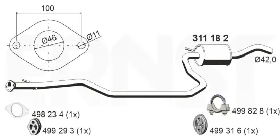 Mittelschalldämpfer ERNST 311182 Bild Mittelschalldämpfer ERNST 311182