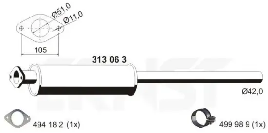 Vorschalldämpfer ERNST 313063 Bild Vorschalldämpfer ERNST 313063