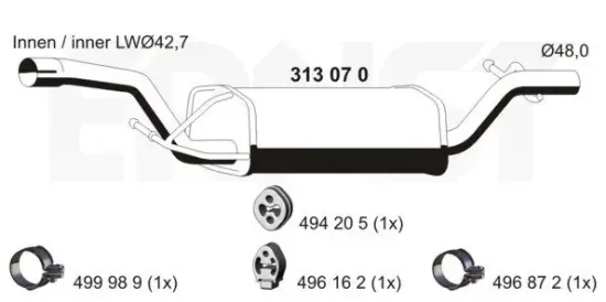 Mittelschalldämpfer ERNST 313070 Bild Mittelschalldämpfer ERNST 313070