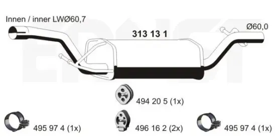 Mittelschalldämpfer ERNST 313131 Bild Mittelschalldämpfer ERNST 313131