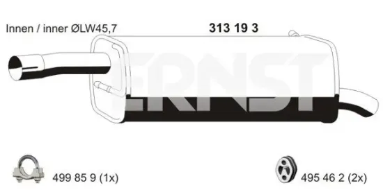Endschalldämpfer hinten ERNST 313193 Bild Endschalldämpfer hinten ERNST 313193