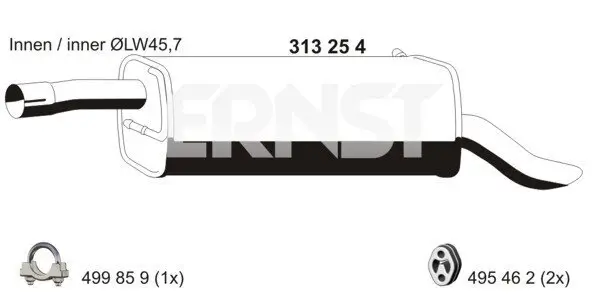 Endschalldämpfer hinten ERNST 313254