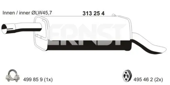 Endschalldämpfer hinten ERNST 313254 Bild Endschalldämpfer hinten ERNST 313254